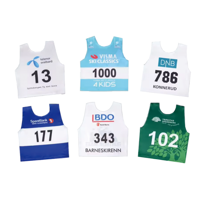 N&uacute;mero inicial de corrida de esqui colete de sublima&ccedil;&atilde;o personalizado babadores de corrida
