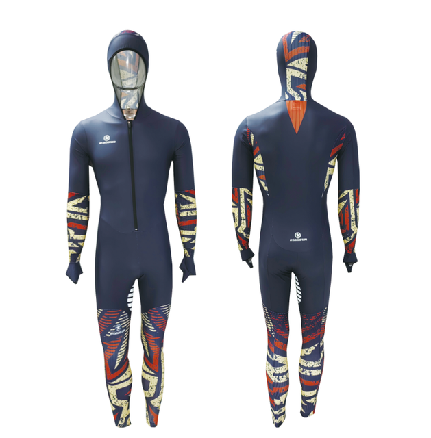 Costum de patinaj viteză pe pistă lungă din cauciuc bleumarin